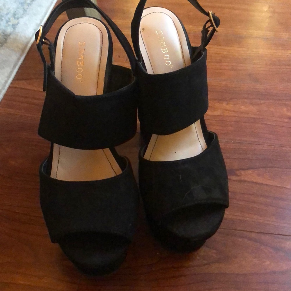 Black chunky heel sandals